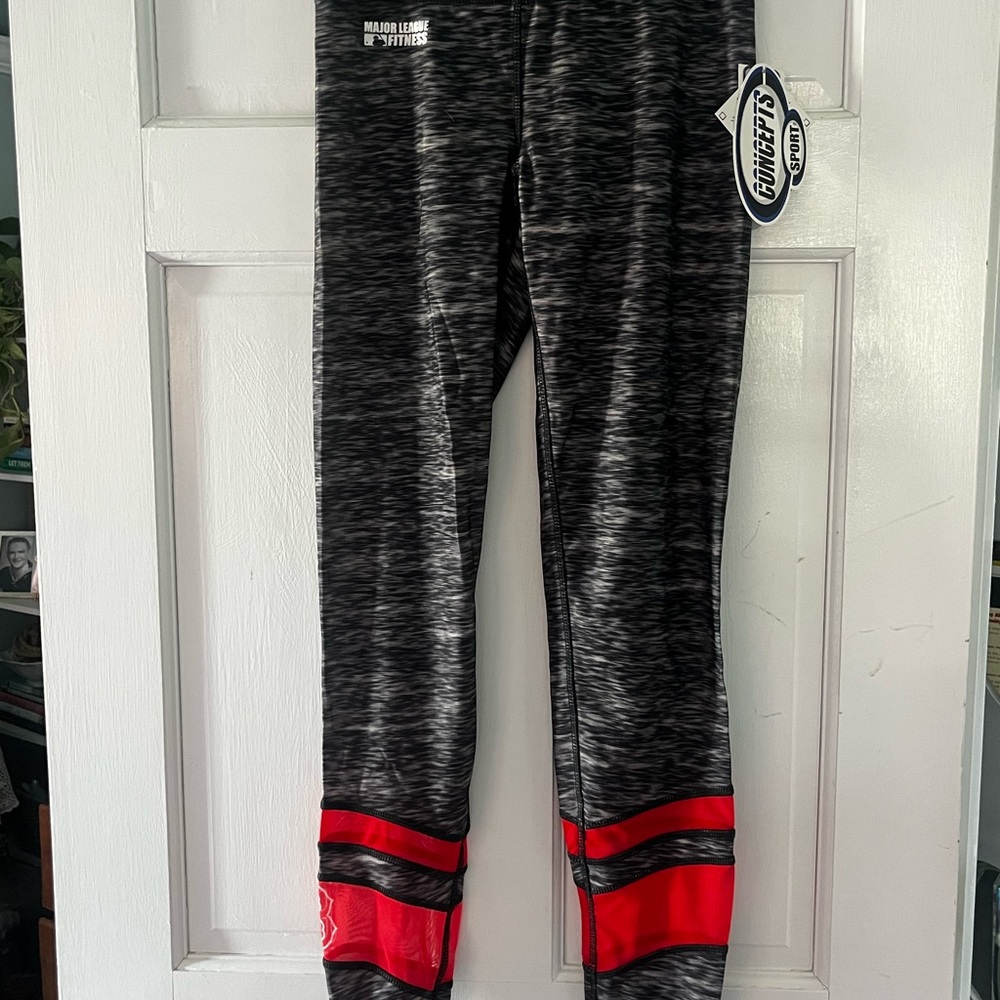 Concept Sports Boston Red Sox Charcoal and Red Leggings.  Mesh inserts at bottom